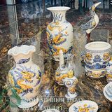  Bộ ban thờ men rạn đắp nổi cao cấp Bát Tràng ban 1m97 - 2m17 BT17 