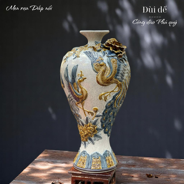  Đùi dế Men rạn Đắp nổi - Công đào Phú Quý - Thuận buồm Xuôi gió - Mã đáo Thành công 