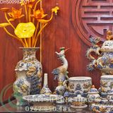  Bộ đồ thờ men rạn đắp nổi Bát Tràng cao cấp ban thờ 1m75, 1m97 - DHS01 