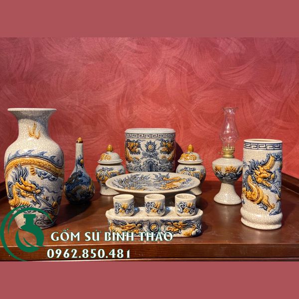  Set đồ thờ men rạn Bát Tràng cho ban thờ chung cư 