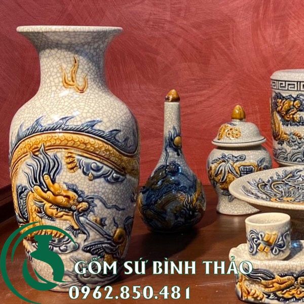  Set đồ thờ men rạn Bát Tràng cho ban thờ chung cư 