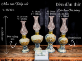  Đèn dầu Tròn Rồng / Sen Men rạn Đắp nổi PA 