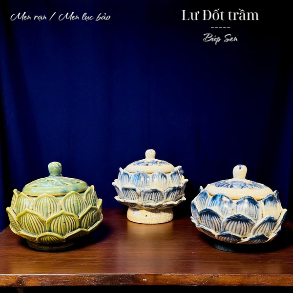  Lư đốt trầm men rạn 