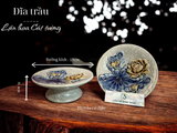  Đĩa trầu cau Men rạn đắp nổi PA 