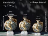  Bình hút lộc Công thành danh toại Men rạn đắp nổi - Hàng nghệ nhân Bát Tràng HLHNCĐ 