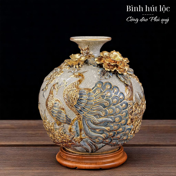 Bình hút lộc Công Thành Danh Toại Đắp nổi Vẽ vàng 24K - Hàng Nghệ nhân Bát Tràng HLHNCĐVV 