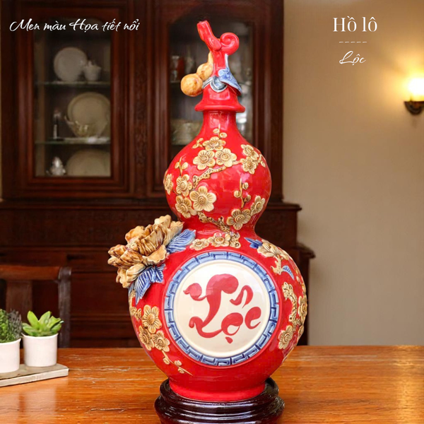  Hồ lô phong thủy phú quý tài lộc - Họa tiết CHỮ LỘC Mã HLVH40 