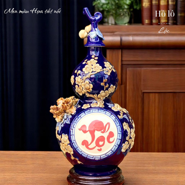  Hồ lô phong thủy phú quý tài lộc - Họa tiết CHỮ LỘC Mã HLVH40 