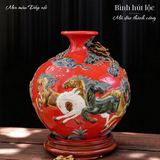  Bình hút lộc Mã đáo thành công Men màu đắp nổi - Hàng nghệ nhân Bát Tràng HLHNMĐ 