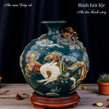  Bình hút lộc Mã đáo thành công Men màu đắp nổi - Hàng nghệ nhân Bát Tràng HLHNMĐ 