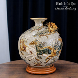  Bình hút lộc Mã Đáo Thành Công Đắp nổi Vẽ vàng 24K - Hàng Nghệ nhân Bát Tràng HLHNMĐVV 