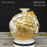  Bình hút lộc men rạn cổ Bát Tràng dát vàng - Thuận buồm xuôi gió HLVHTBDV 