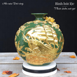  Bình hút lộc men rạn cổ Bát Tràng dát vàng - Thuận buồm xuôi gió HLVHTBDV 