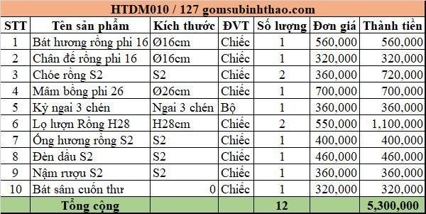  Bộ đồ thờ 1 Bát hương Men Hoàng Thổ đắp nổi - Hàng Nghệ nhân HTDM10 