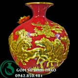  Bình hút lộc men đỏ dát vàng Bát Tràng - Mã đáo thành công 