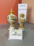  Đèn dầu Tròn Rồng / Sen Men rạn Đắp nổi PA 
