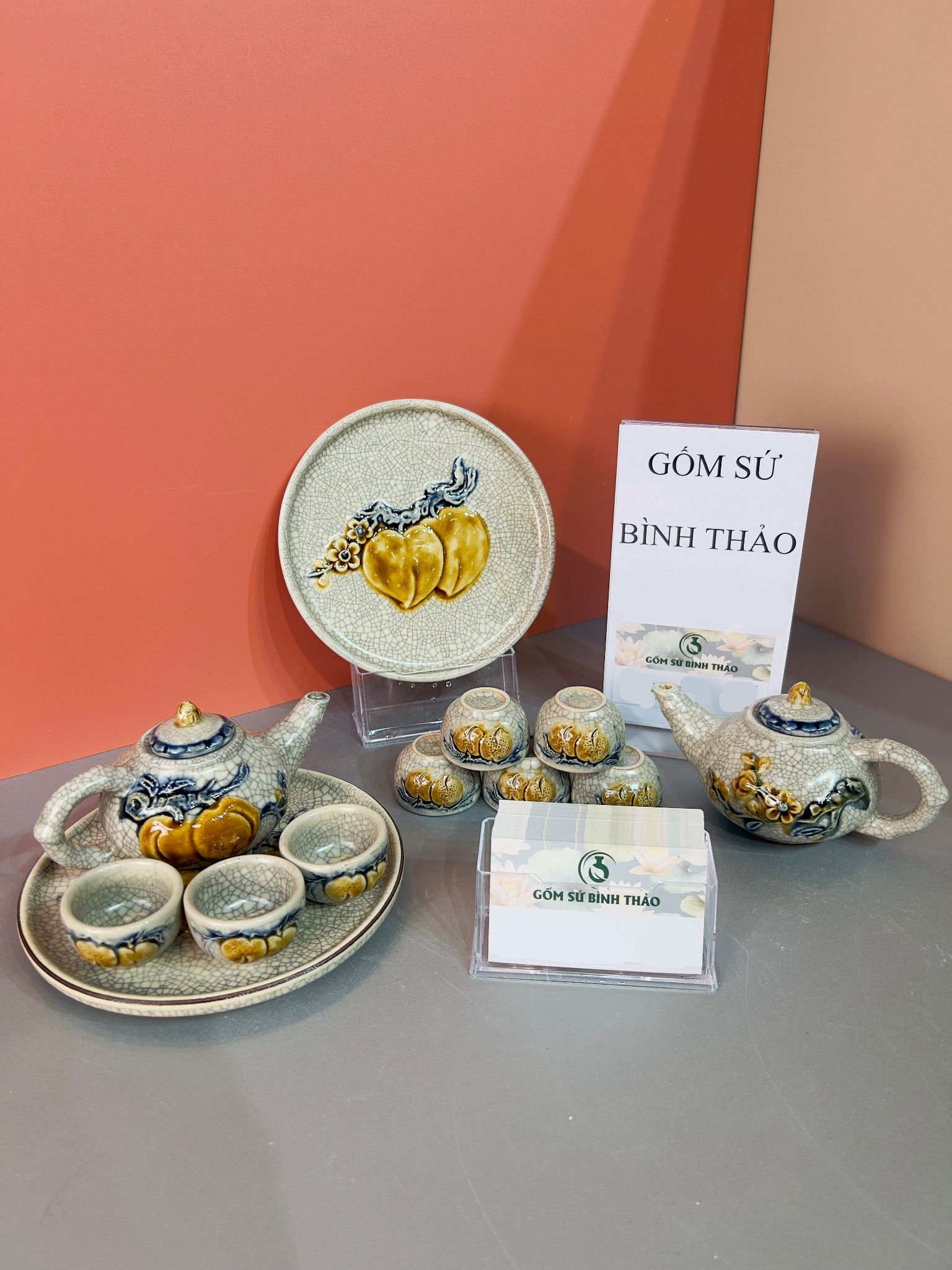  Bộ rượu Sen Men rạn Đắp nổi PA 