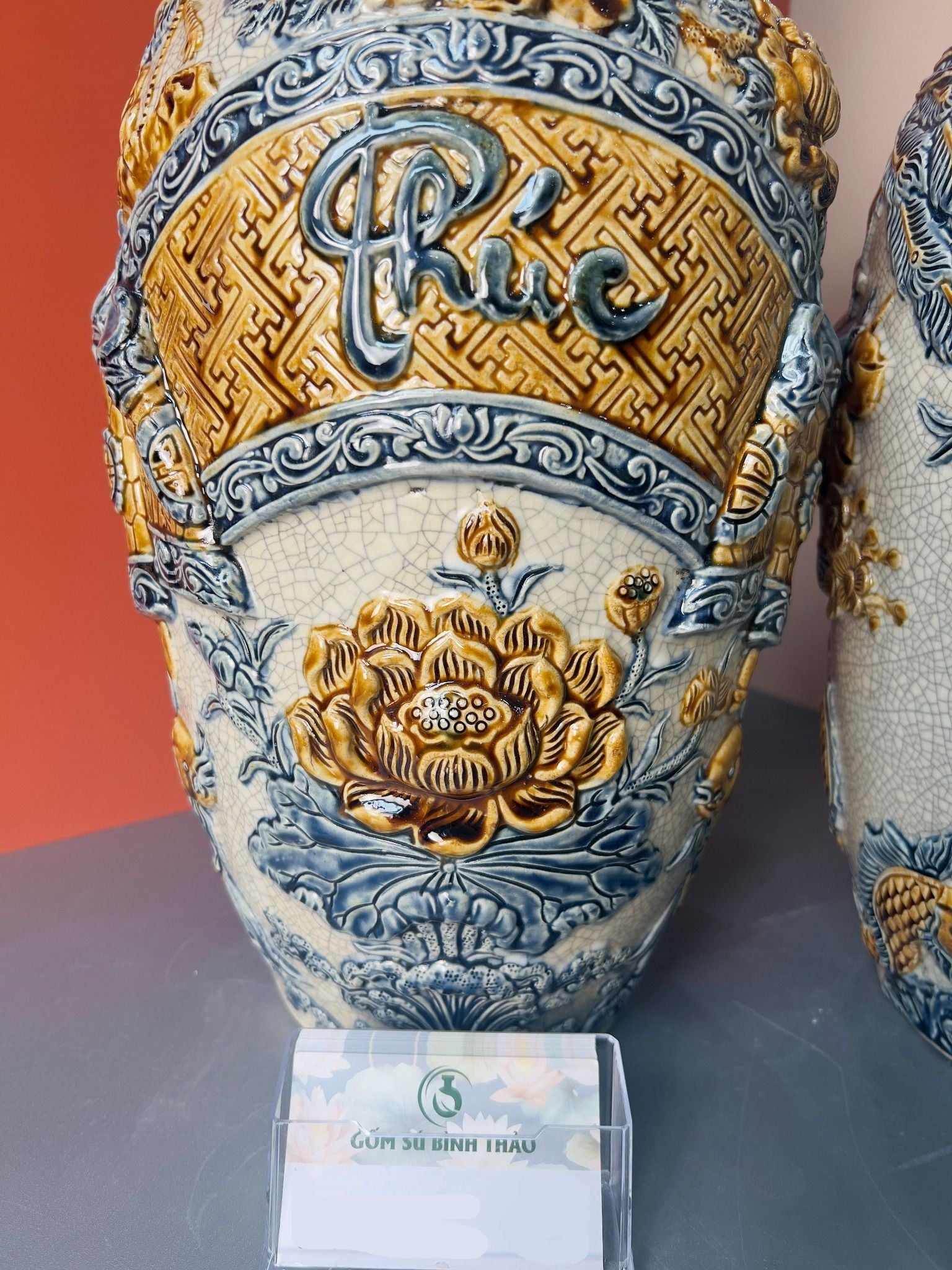  Lọ lộc bình Phúc - Đức Men rạn Đắp nổi PA 