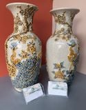  Lọ lộc bình Công đào Men rạn Đắp nổi PA 