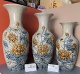  Lọ lộc bình Sen Men rạn Đắp nổi PA 