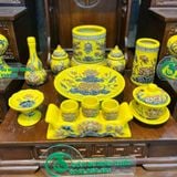  Bộ đồ thờ Thần Tài Gốm sứ Bát Tràng  Hợp mệnh Kim & Thủy - Gốm nghệ nhân Bát Tràng PATT19 