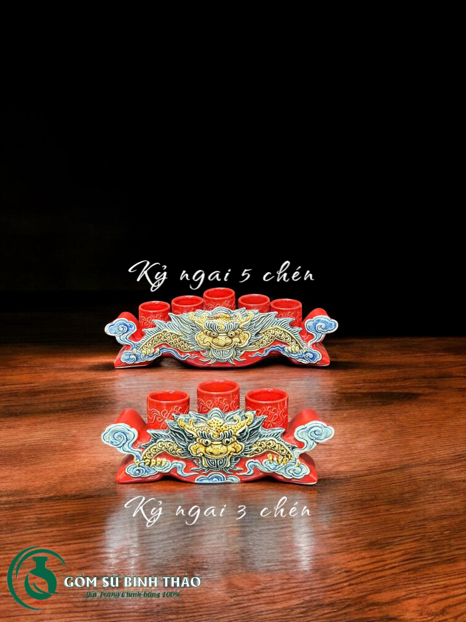  [Hợp mệnh HỎA - THỔ] Bộ đồ thờ Ban Thần Tài/ Bộ thờ Tài Địa Gốm sứ Bát Tràng 