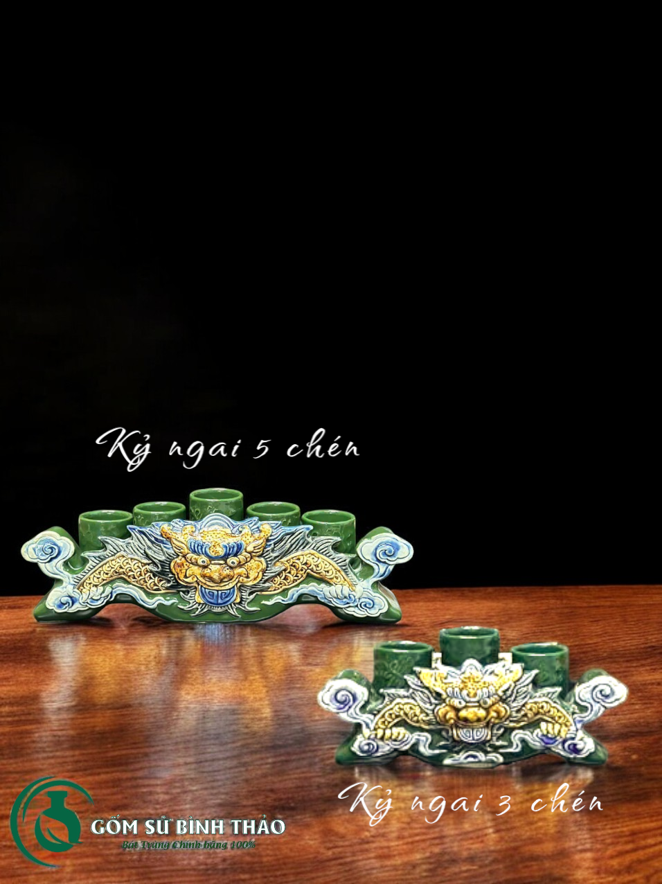  [Hợp mệnh MỘC - HỎA] Bộ đồ thờ Ban Thần Tài/ Bộ thờ Tài Địa Gốm sứ Bát Tràng 