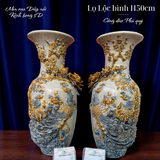  Lọ lộc bình Công đào Men rạn Đắp nổi PA 