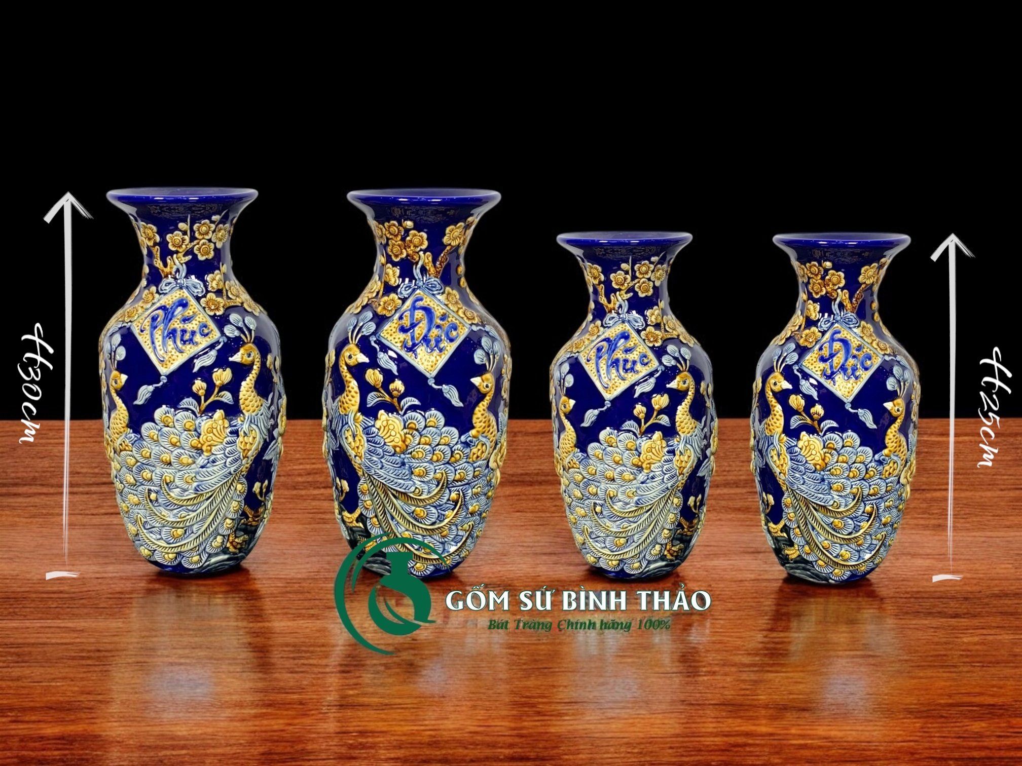  [Hợp mệnh THỦY - MỘC] Bộ đồ thờ Ban Thần Tài/ Bộ thờ Tài Địa Gốm sứ Bát Tràng 