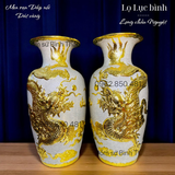  Lọ lộc bình Rồng Men rạn đắp nổi Dát vàng 