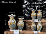  Lọ lượn Công đào  Men rạn Đắp nổi PA 
