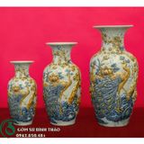  Bộ đồ thờ ban thờ 1m97 men rạn đắp nổi rồng 