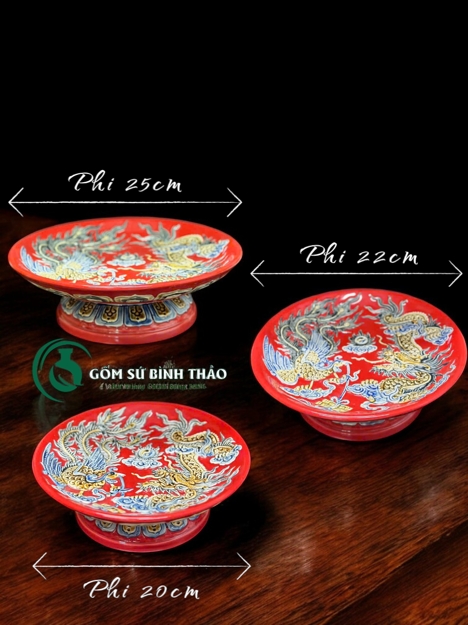  [Hợp mệnh HỎA - THỔ] Bộ đồ thờ Ban Thần Tài/ Bộ thờ Tài Địa Gốm sứ Bát Tràng 