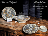  Mâm bồng Rồng Phượng Men rạn Đắp nổi PA 