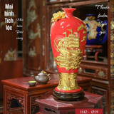  Mai bình tích lộc - Thuận buồm Xuôi gió- Họa tiết đắp nổi Dát vàng 