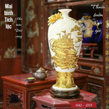  Mai bình tích lộc - Thuận buồm Xuôi gió- Họa tiết đắp nổi Dát vàng 