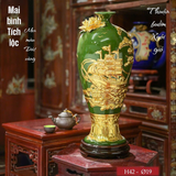  Mai bình tích lộc - Thuận buồm Xuôi gió- Họa tiết đắp nổi Dát vàng 