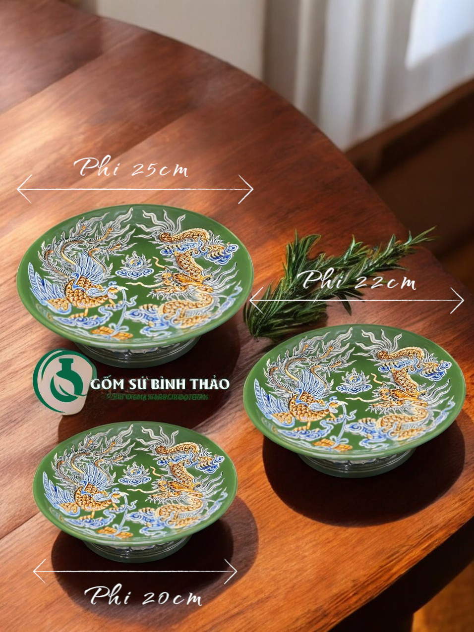  [Hợp mệnh MỘC - HỎA] Bộ đồ thờ Ban Thần Tài/ Bộ thờ Tài Địa Gốm sứ Bát Tràng 