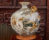  Bộ thờ Thần Tài Lộc Phát Men rạn Đắp nổi Vẽ vàng 24K Cao cấp - Gốm nghệ nhân Bát Tràng PATT15 