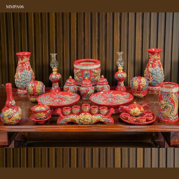  Đồ thờ Gốm sứ Bát Tràng  Hợp mệnh Hỏa & Thổ - Gốm nghệ nhân Bát Tràng MMPA06 