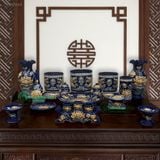  Bộ đồ thờ Gia tiên 3 Bát hương Hợp mệnh Thủy & Mộc - Gốm nghệ nhân Bát Tràng MMPA10 