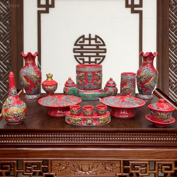  Đồ thờ Gốm sứ Bát Tràng  Hợp mệnh Hỏa & Thổ - Gốm nghệ nhân Bát Tràng MMPA19 
