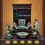  [Hợp mệnh MỘC - HỎA] Bộ đồ thờ Ban Thần Tài/ Bộ thờ Tài Địa Gốm sứ Bát Tràng 