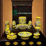  [Hợp mệnh THỔ - KIM] Bộ đồ thờ Ban Thần Tài/ Bộ thờ Tài Địa Gốm sứ Bát Tràng 