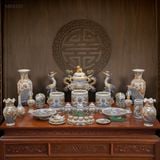  Bộ Bát hương đầy đủ Gốm sứ Bát Tràng Men rạn Đắp nổi - Hàng chuẩn Nghệ nhân MRBT03 