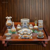  Bộ đồ thờ Cơ bản Gốm sứ Bát Tràng Men rạn Đắp nổi - Hàng chuẩn Nghệ nhân MRBT09 