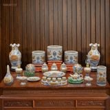  Bộ đồ thờ Gia tiên Cơ bản Men rạn Đắp nổi - Hàng chuẩn Nghệ nhân MRBT15 