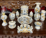  Bộ đồ thờ cúng 1 Bát hương Men Rạn đắp nổi Bát Tràng hàng Nghệ nhân MRPA04 