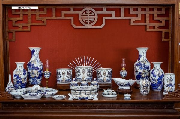  Bộ đồ thờ Men rong vẽ Vàng Cao Cấp Hàng Nghệ Nhân Bát Tràng VH003 