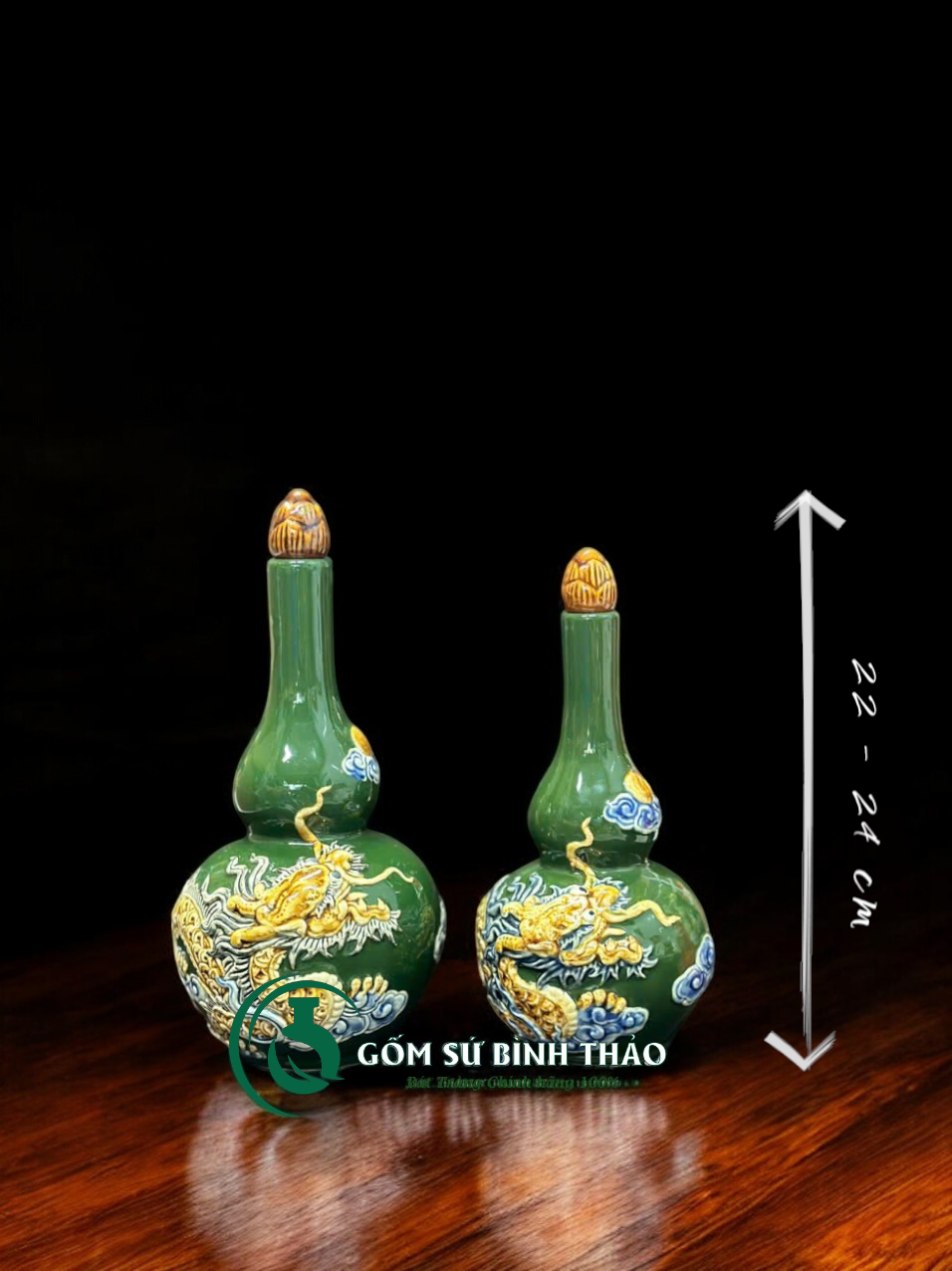 [Hợp mệnh MỘC - HỎA] Bộ đồ thờ Ban Thần Tài/ Bộ thờ Tài Địa Gốm sứ Bát Tràng 